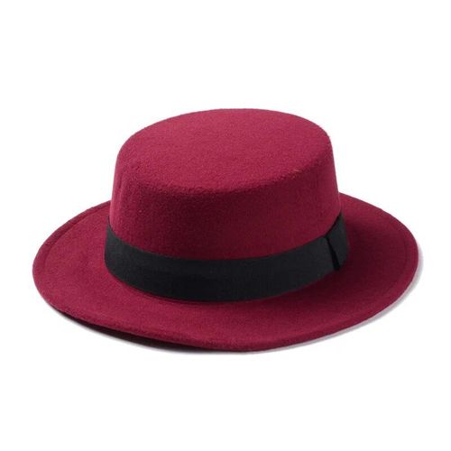 Lianji-Chapeau Melon En Feutre De Laine Pour Enfant,Haut Nar,Vintage,Rétro,Élégant,Plat,Breton,Porkhelicopter,Pork Pie,Taille Unique,54cm