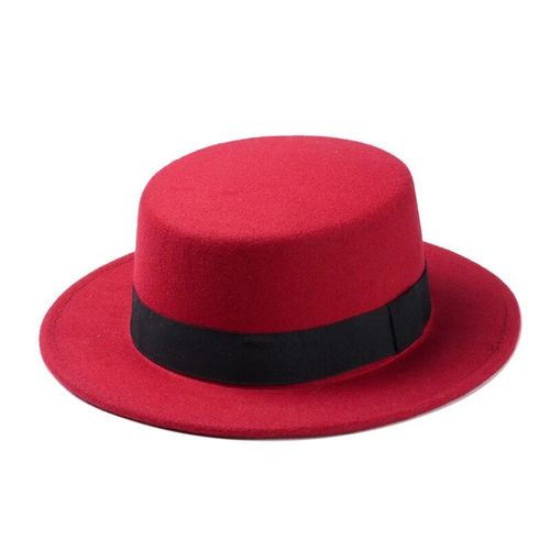 Lianji-Chapeau Melon En Feutre De Laine Pour Enfant,Haut Nar,Vintage,Rétro,Élégant,Plat,Breton,Porkhelicopter,Pork Pie,Taille Unique,54cm