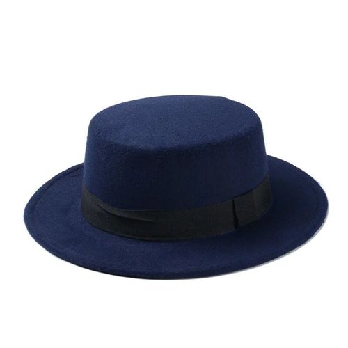 Lianji-Chapeau Melon En Feutre De Laine Pour Enfant,Haut Nar,Vintage,Rétro,Élégant,Plat,Breton,Porkhelicopter,Pork Pie,Taille Unique,54cm
