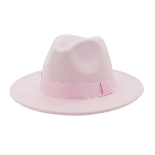 Qbhat-Chapeau Fedora Jazz En Feutre De Laine Pour Hommes Et Femmes,Chapeau De Mariage Trilby,Bord Large,Vert Citron,Couleur Unie