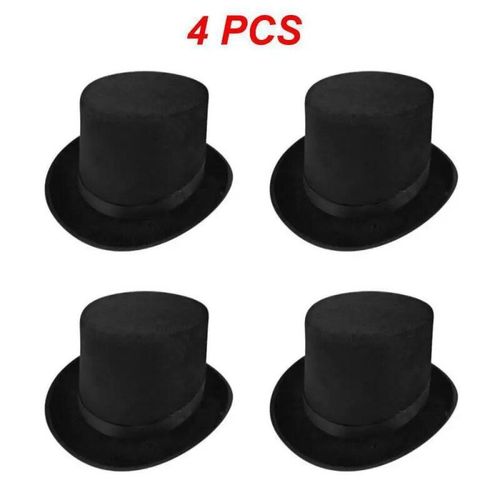 Chapeau Haut De Forme Noir Pour Costume De Magicien,Casquettes Pour Spectacle,Pièces De Théâtre,Comédies Musicales,Chapeaux Plats Bretons,Adultes Et Enfants,Nouvelle Mode
