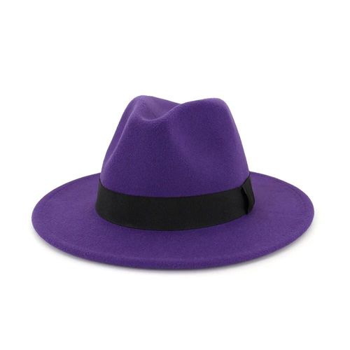 Qbhat-Chapeaux Fedora En Feutre De Laine Pour Hommes Et Femmes,Chapeaux Décontractés,Bande De Ruban,Chapeau En Feutre Blanc À Large Bord,Andertrilby,Casquette De Fête Formelle,Tendance