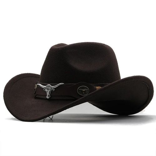 Chapeau De Cowboy Western En Laine Noire Pour Homme Et Femme,Gentleman,Jazz,Sombrero,Zones,Casquette Papa,Taille 56-58cm