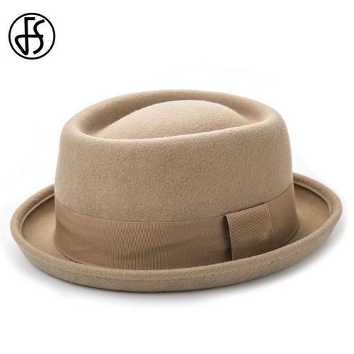 Fs Vintage Pig Pie Chapeau Hommes À Large Bord En Feutre De Laine Fedora Chapeau Noir Hommes Église Jazz Ruban Trilby Panama Gangsters Casquettes Hommes