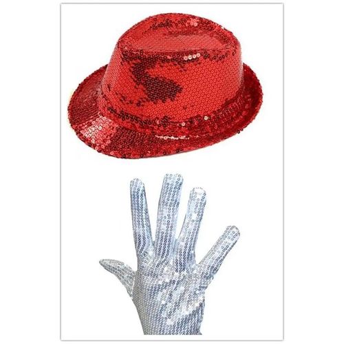 Lianji-Ensemble De Chapeaux À Paillettes Argentées Pour Homme Et Femme,Accessoire De Ix,Michael Jackson,Trilby Dance,Taille Unique 58cm