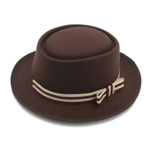 Lianji-Chapeau Melon En Feutre De Laine Pour Hommes Et Femmes,Fedora À Bascule,Pork Pie,Bowvétérans T Band,Party Dance,Jazz Cap