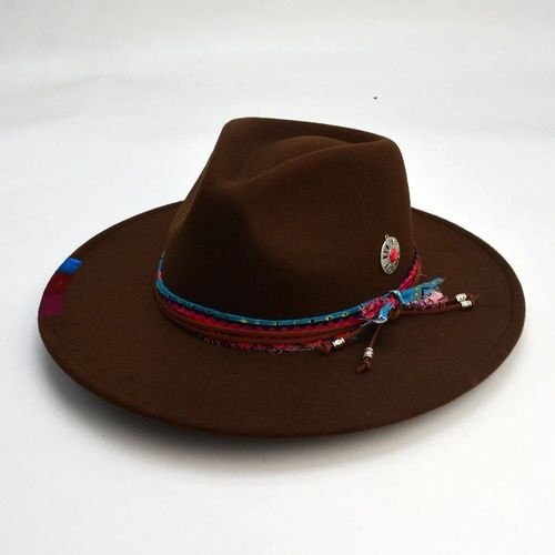 Peinture À L'huile Acrylique Faite À La Main Avec Pendentif,Chapeau En Feutre Pour Femme,Mode