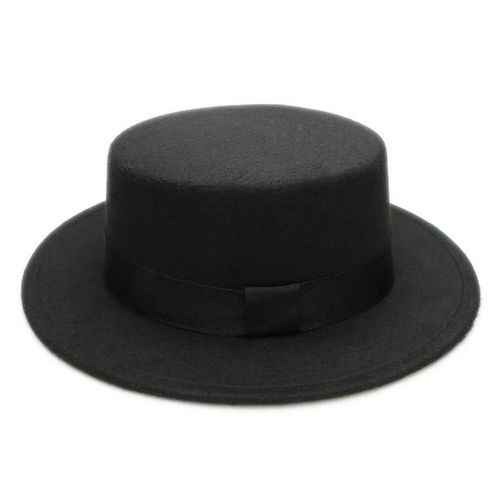 Lianji-Chapeau Melon En Feutre De Laine Pour Enfant,Haut Nar,Vintage,Rétro,Élégant,Plat,Breton,Porkhelicopter,Pork Pie,Taille Unique,54cm