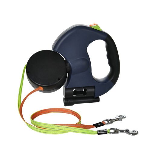Corde De Laisse Rétractable Réglable Avec Lumière Led Pour Petits Chiens Et Chats,Ceinture De Traction Pour Animaux De Compagnie,Fournitures De Marche Et De Course,Double Chiot, - Type Navy Blue-3m