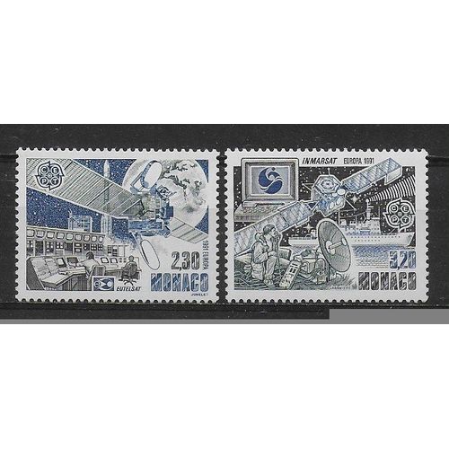 Monaco 1991 Europa : L'europe Et L'espace : Satellites Eutelsat Et Inmarsat - Série Entière De 2 Timbres Neufs **
