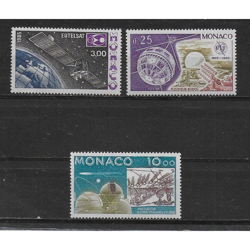Monaco 1965/85/86 : Espace : Satellites Et Passage De La Comète De Halley - Lot De 3 Timbres Neufs **