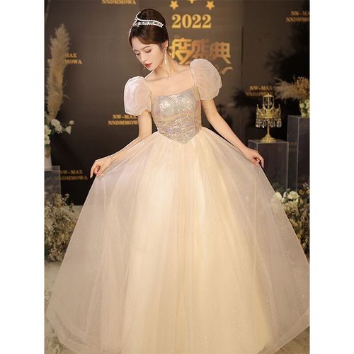Harajpee-Robe De Soirée Française Pour Femme,Tenue Élégante,Couleur Champagne,Luxe,2024