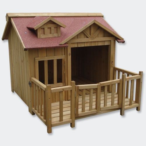 Niche À Chien Xl Maison Pour Chien Bois Massif Terrasse Helloshop26 3716051