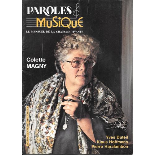 Paroles Et Musique N° 24 (11/1982) - Colette Magny (Dossier), Yves Duteil, Klaus Hoffmann, Pierre Haralambon, Marc Vincent, Michel Boutet, Alec Boon...