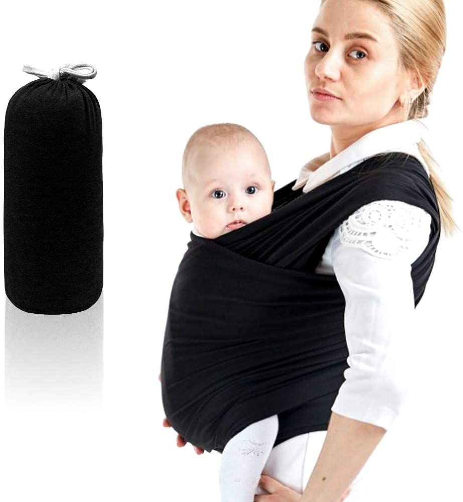 Echarpe De Portage - Porte Bébé JusquÀ 15kg - Mains Libres - Couverture De Portage Taille Unique - Douce - Flexible - Cadeau Naissance - (Noir)