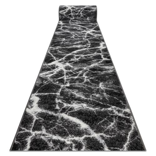 90x540 Cm Tapis De Couloir Bcf Morad Marmur Marbre Anthracite / Noir 90 Cm