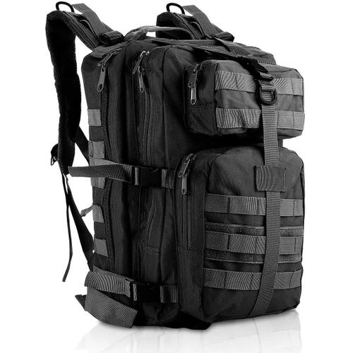 Sac À Dos Militaire Sac Tactique Sac De Survie Molle Sac À Dos De Randonnée De Voyage Pour Camping/Alpinisme/Sport(;Noir);