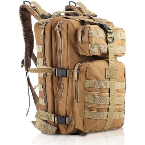 Sac À Dos Militaire Sac Tactique Sac De Survie Molle Sac À Dos De Randonnée De Voyage Pour Camping/Alpinisme/Sport(;Brown);