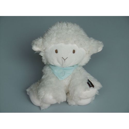 Doudou Mouton Blanc  Bandana Bleu Peluche 18 Cm Kaloo