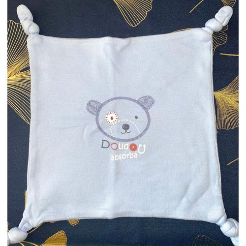 Doudou Ours Bleu Tissu Plat Absorba Peluche Ourson Bebe