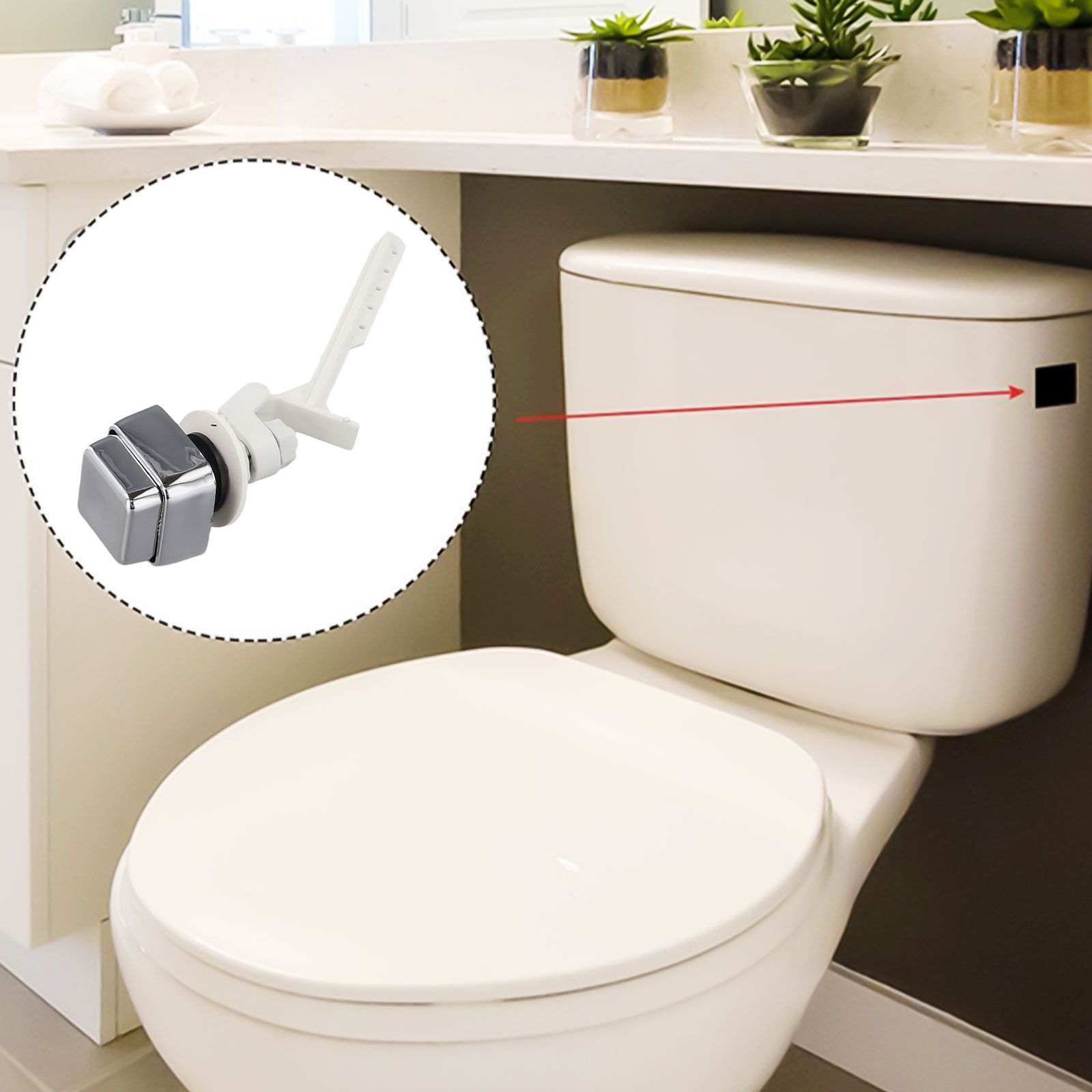 Bouton-poussoir latral de toilette,levier de chasse,poigne... - 3
