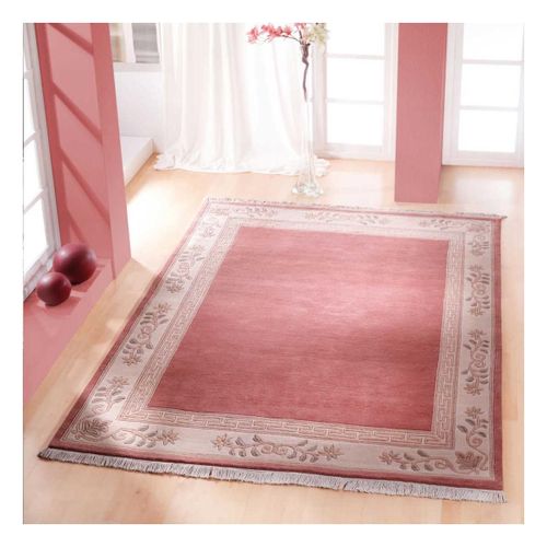 Tapis Chambre 90x160 Fait Main En Laine Rose Rectangle Motif Simple Napissa