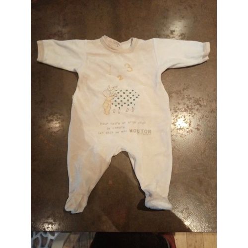 Pyjama Velours Beige Garçon 1 Mois Petit Bateau Très Bon État