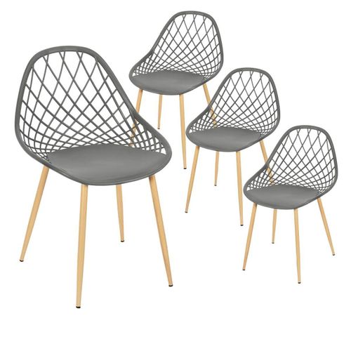 Tressie - Lot De 4 Chaises Grises Coque Arrondie