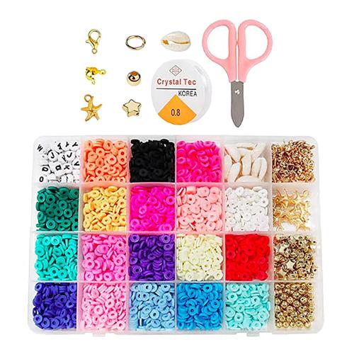 3000pcs Perles En Argile Polymère Cordes Élastiques Anneaux De Saut Pendentif Breloques Plat Rond Lettre Perle Pour Perles Boucle D'oreille Bricolage Artisanat Collier Bracelets