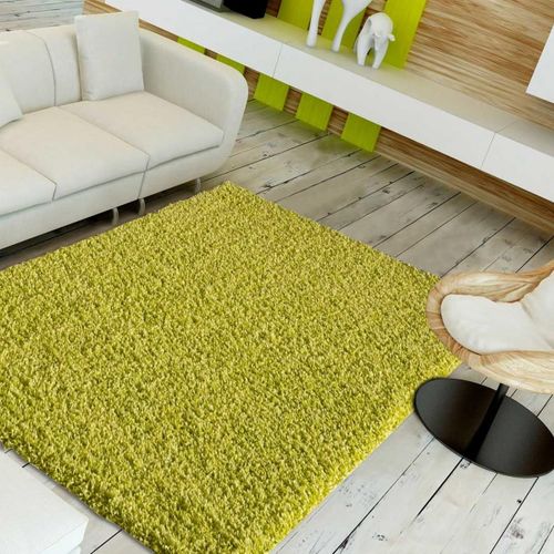 Tapis Shaggy 160x230 Rectangle Tissé Vert Motif Uni Sg Loca