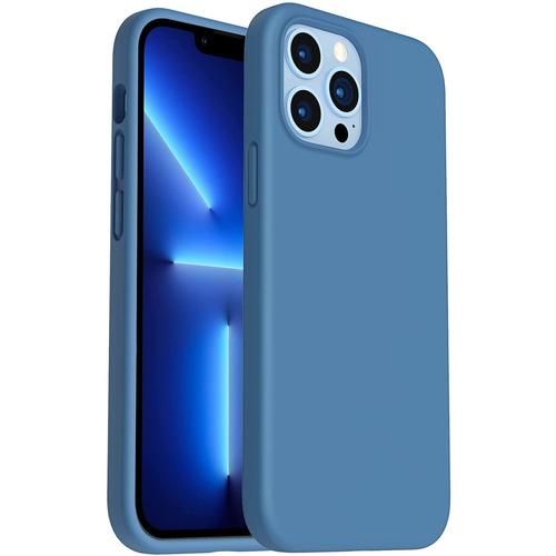 Silicone Lliquide Conçu Pour Coque Iphone 13 Pro Max, Case Gel En Caoutchouc De Protection Complète Du Corps Coque Anti-Chocs Case De Protection Housse Silicone 6,7 -Bleu