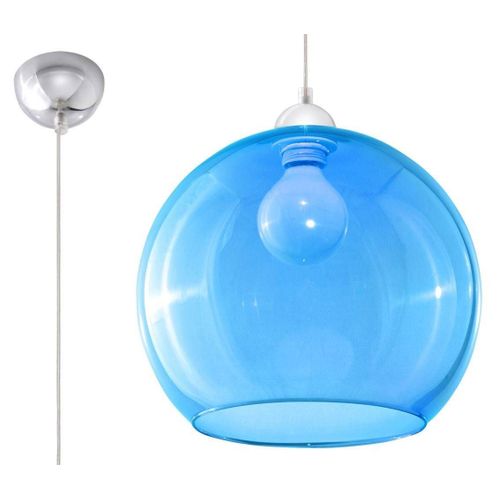 Sollux Ball - Suspension De Plafond En Dôme De Verre À 1 Ampoule Bleu, Chrome, E27