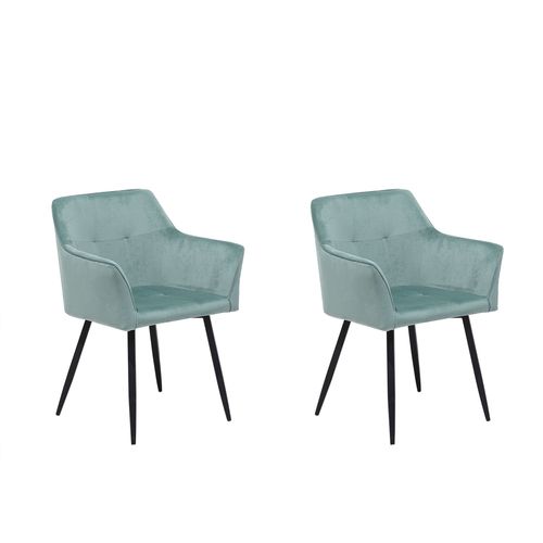 Chaise De Salle À Manger Set De 2 Velours Vert Menthe Jasmin