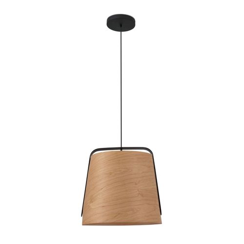 Faro Stood - Plafonnier À 1 Lumière Dome Noir Et Bois De Cerisier, E27