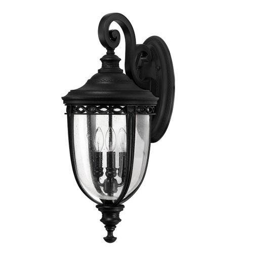 Elstead English Bridle - Grande Lanterne Murale Extérieure À 3 Ampoules, Noir Ip44, E14