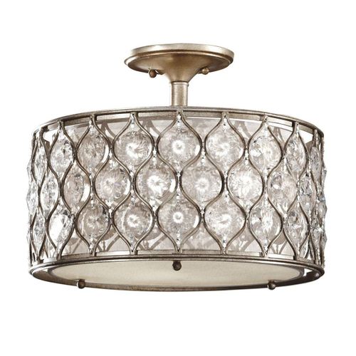 Elstead Lucia - Plafonnier Semi-Affleurant À 3 Ampoules Argent Bruni, E27