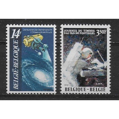 Belgique 1972 : Observatoire De L'espace / Astronaute Sur La Lune : Lot De 2 Timbres Neufs **