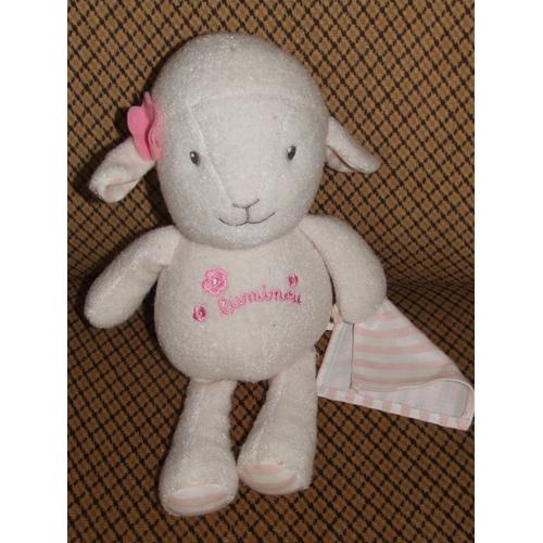 Mouton Luminou Rose Doudou Peluche 35 Cm