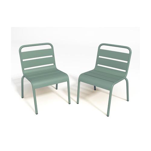 Lot De 2 Chaises De Jardin Empilables Pour Enfants En Métal Vert Amande - Popayan