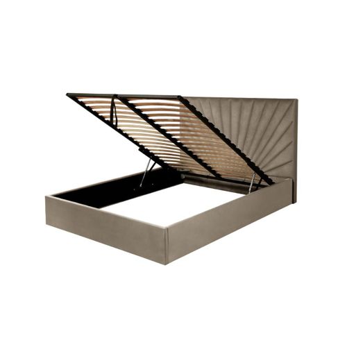 Lit Coffre 140 X 190 Cm Rilioda - Velours - Beige