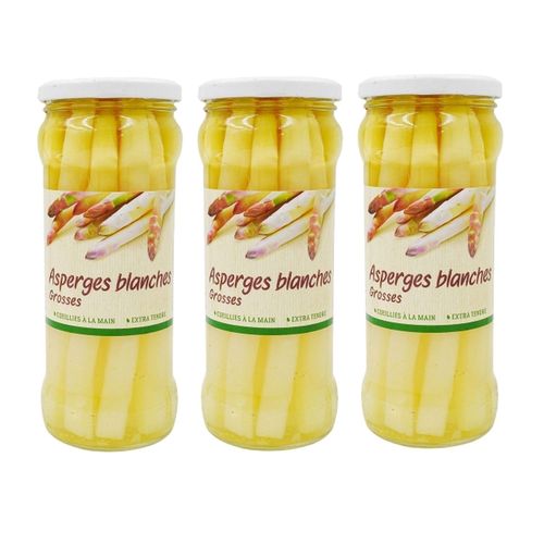 Lot 3x Grosse Asperge Blanche Pelée - Pot 530g