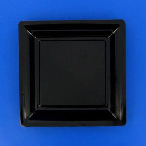 12 Assiettes À Dessert Carrées Réutilisables 18cm Noir