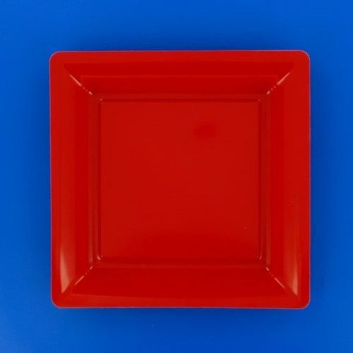 12 Assiettes Plates Carrées Réutilisables 24cm Rouge
