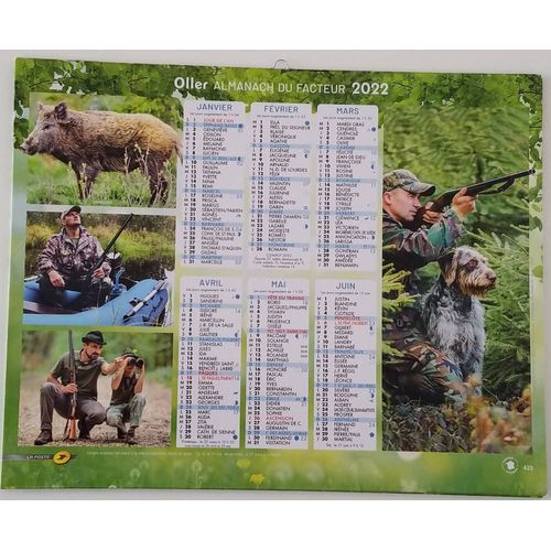Calendrier Des Postes 2022, Almanach Du Facteur Chasse