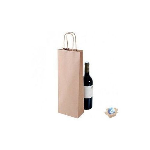 Sac En Papier Kraft Naturel 1 Bouteille - 25 Pcs