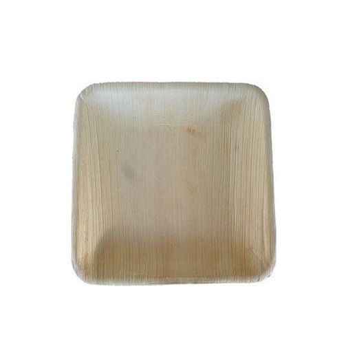 4 Assiettes Carrées Palmier Areca Bio 18cm Naturel