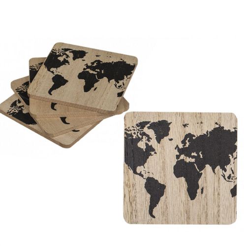 4 Dessous De Verres Mappemonde