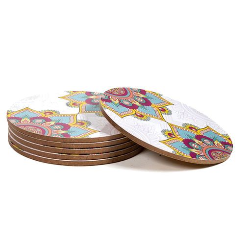 Set De 6 Sous-Verres Ronds - Mandala Turquoise