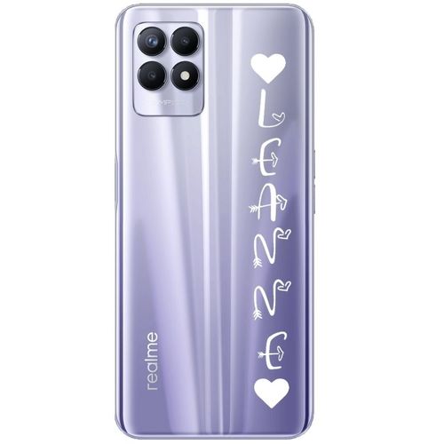 Coque Realme 8i Prenom Police 20 Blanc Et Coeur