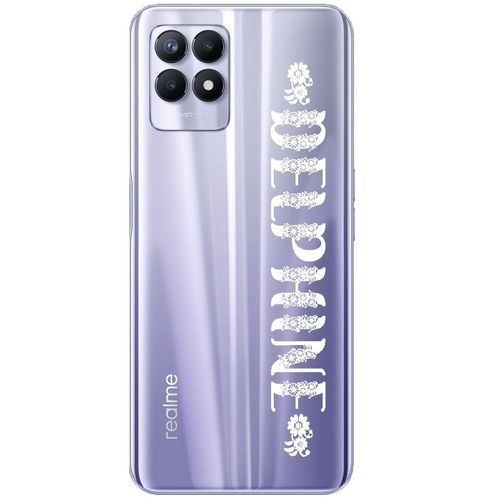 Coque Realme 8i Prenom Police 21 Blanc Et Fleur